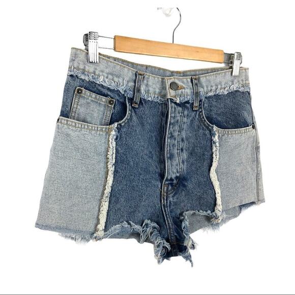 CARMAR Spliced High Rise Fray Cut Off Denim Shorts - Picture 5 of 16